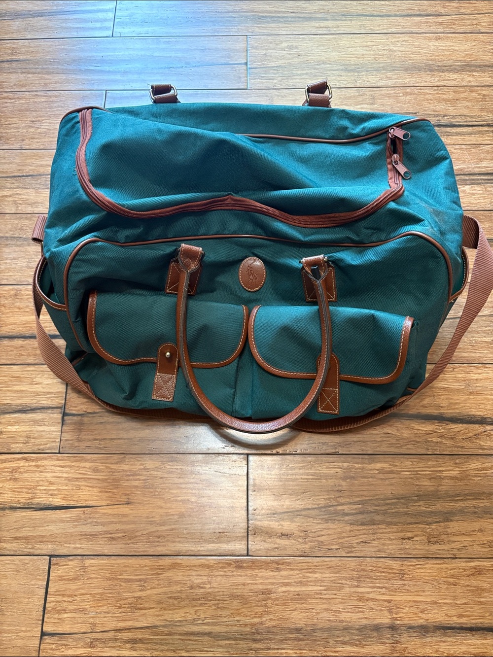 Polo by Ralph Lauren Teal Travel Duffel with Brown Trim